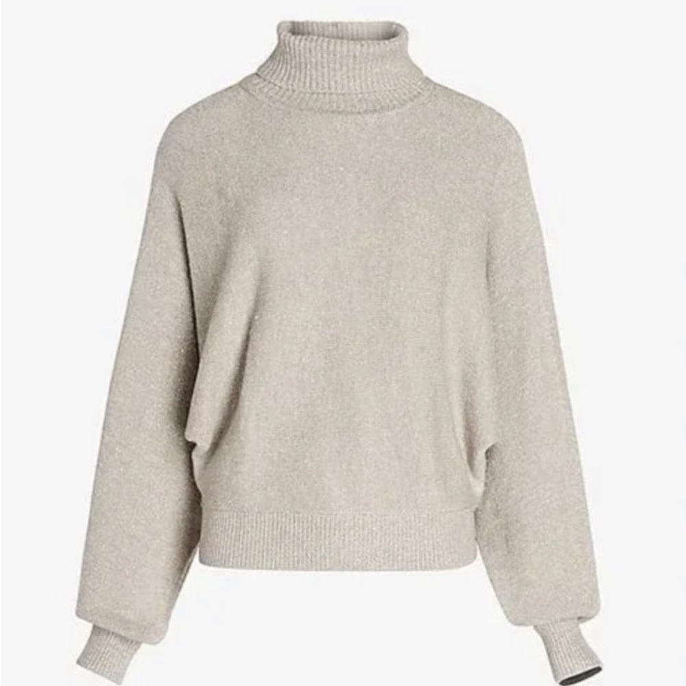 NWT Express Metallic Gold Batwing Turtleneck Sweater - Picture 2 of 5